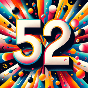 DALL·E 2023-12-26 09.44.19 - A large, bold number 52 centered in the middle of the image, with a colorful and festive background representing celebration and the end of the year